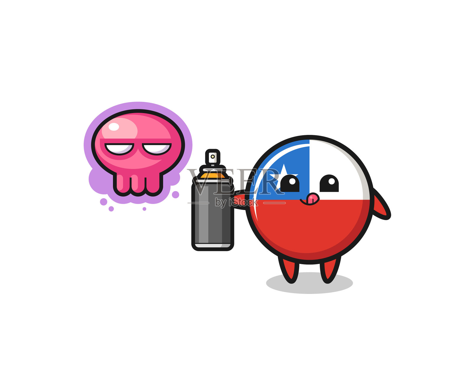 智利国旗卡通用喷雾器涂鸦设计元素图片