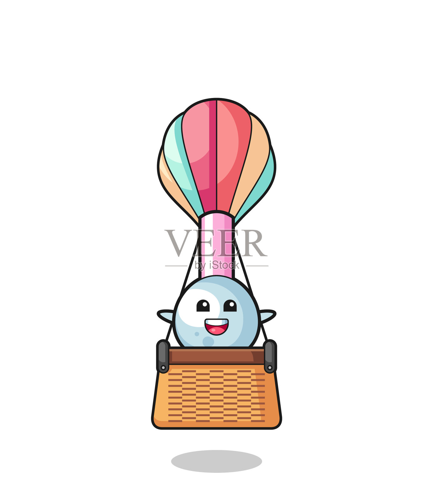 吉祥物棉花花蕾骑在热气球上设计元素图片