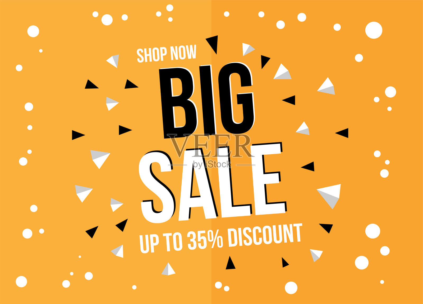 35%的折扣。商店大甩卖，促销。橙色背景的横幅。设计元素图片