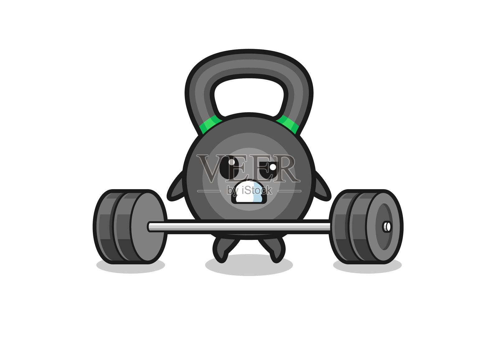 壶铃举起杠铃的漫画设计元素图片