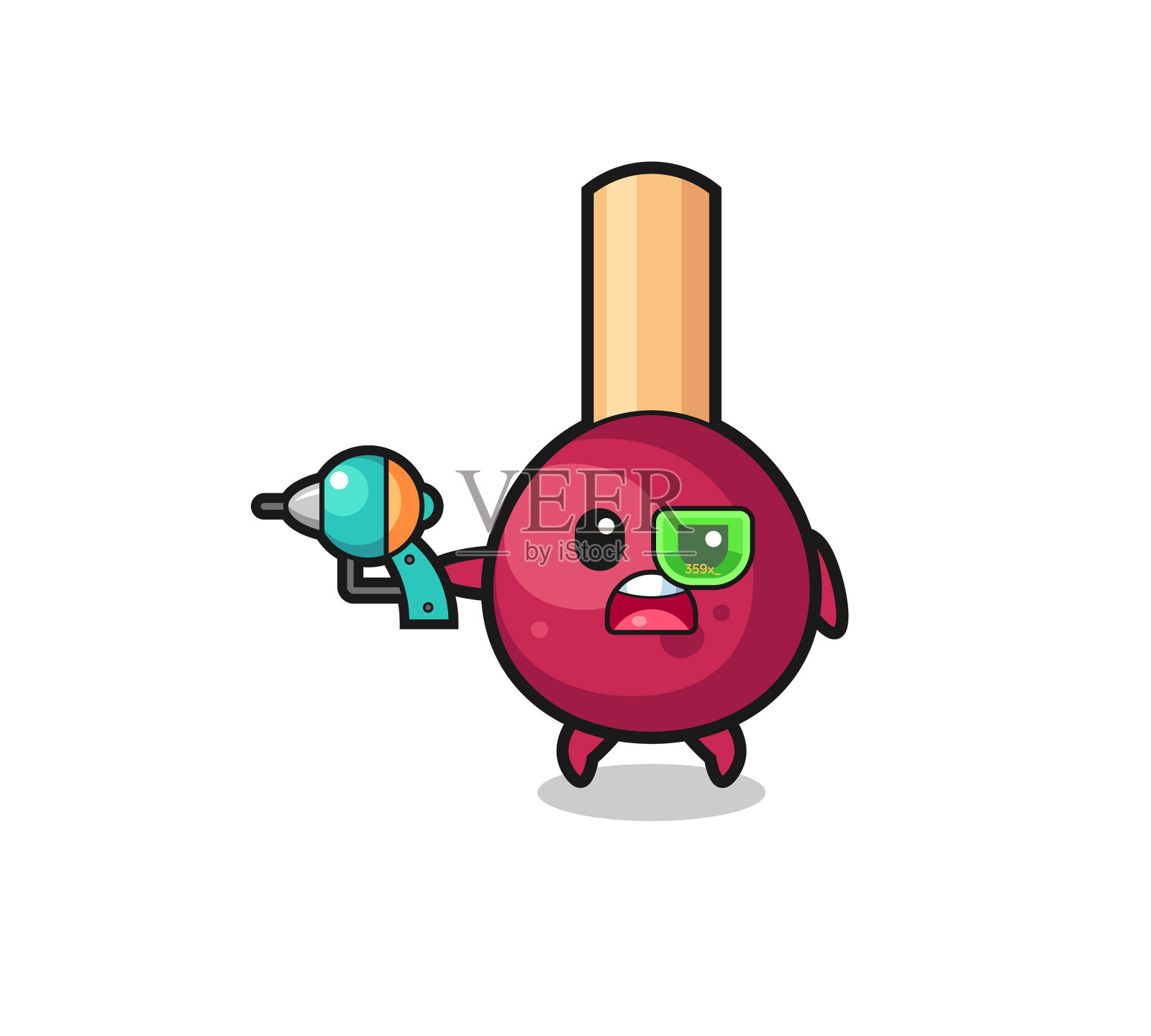 可爱的火柴拿着未来的枪设计元素图片