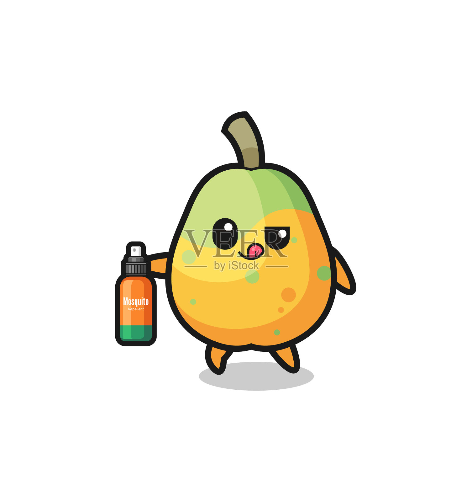 可爱的木瓜抱着驱蚊剂插画图片素材