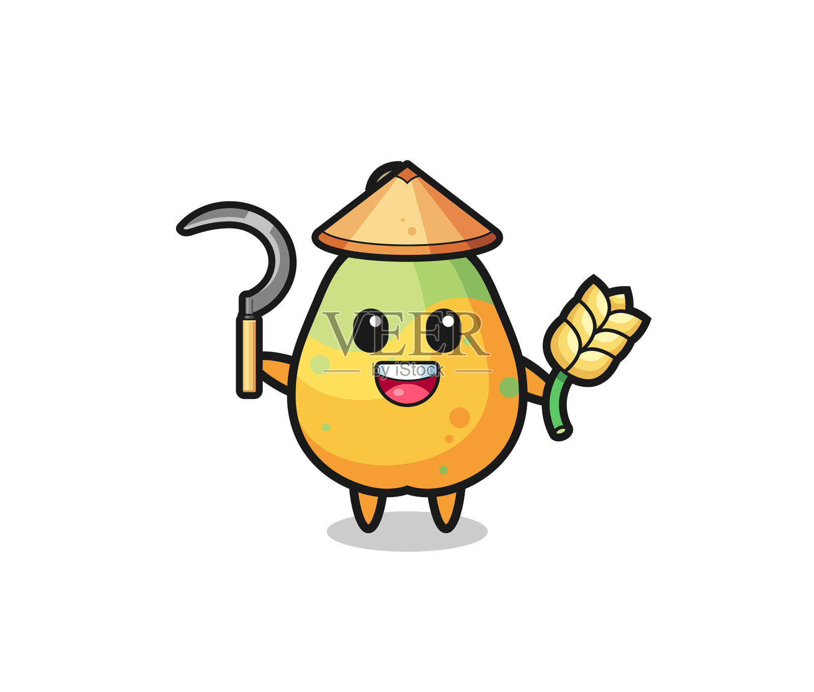 亚洲木瓜农民持有水稻设计元素图片