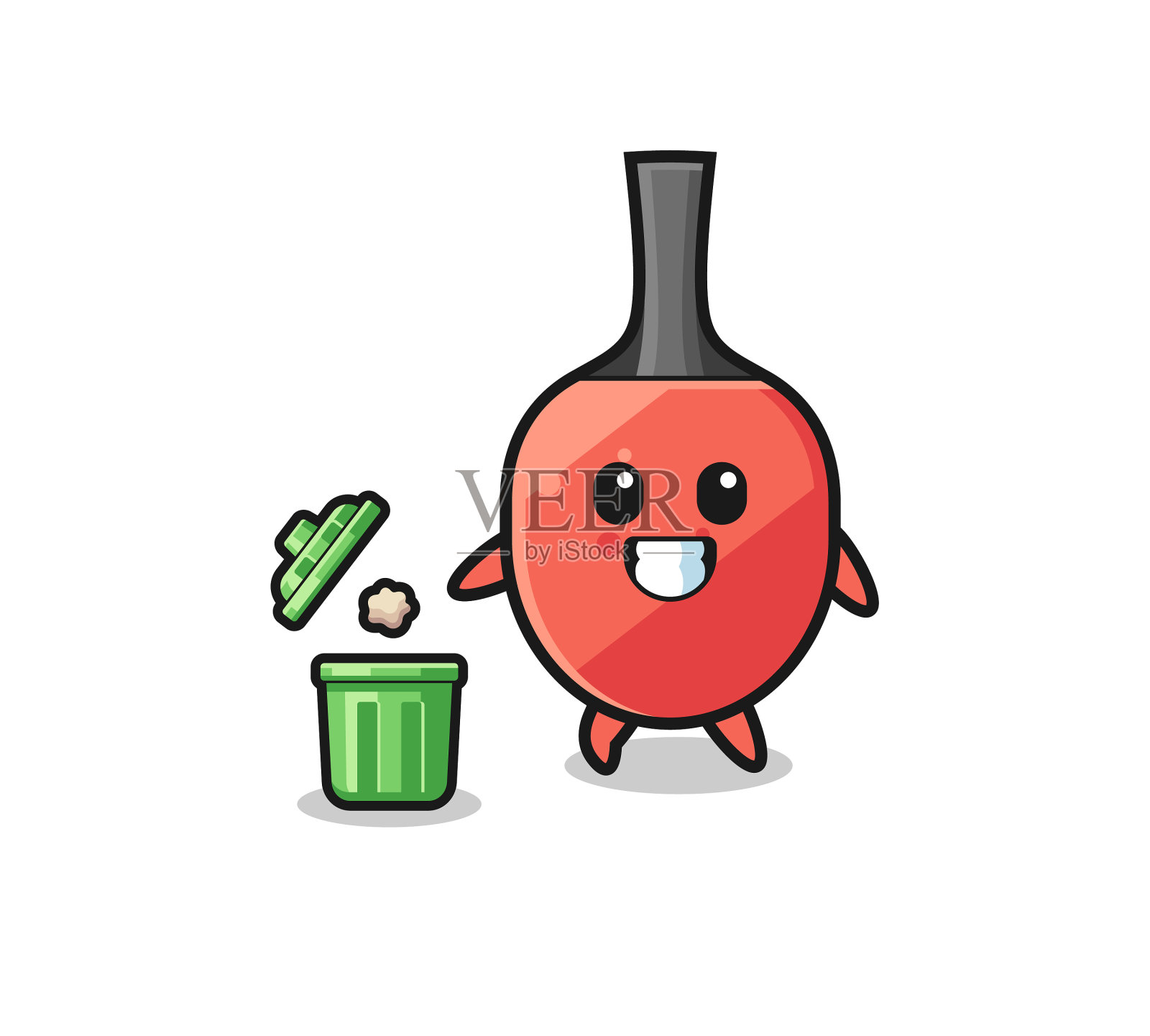 乒乓球拍扔垃圾设计元素图片