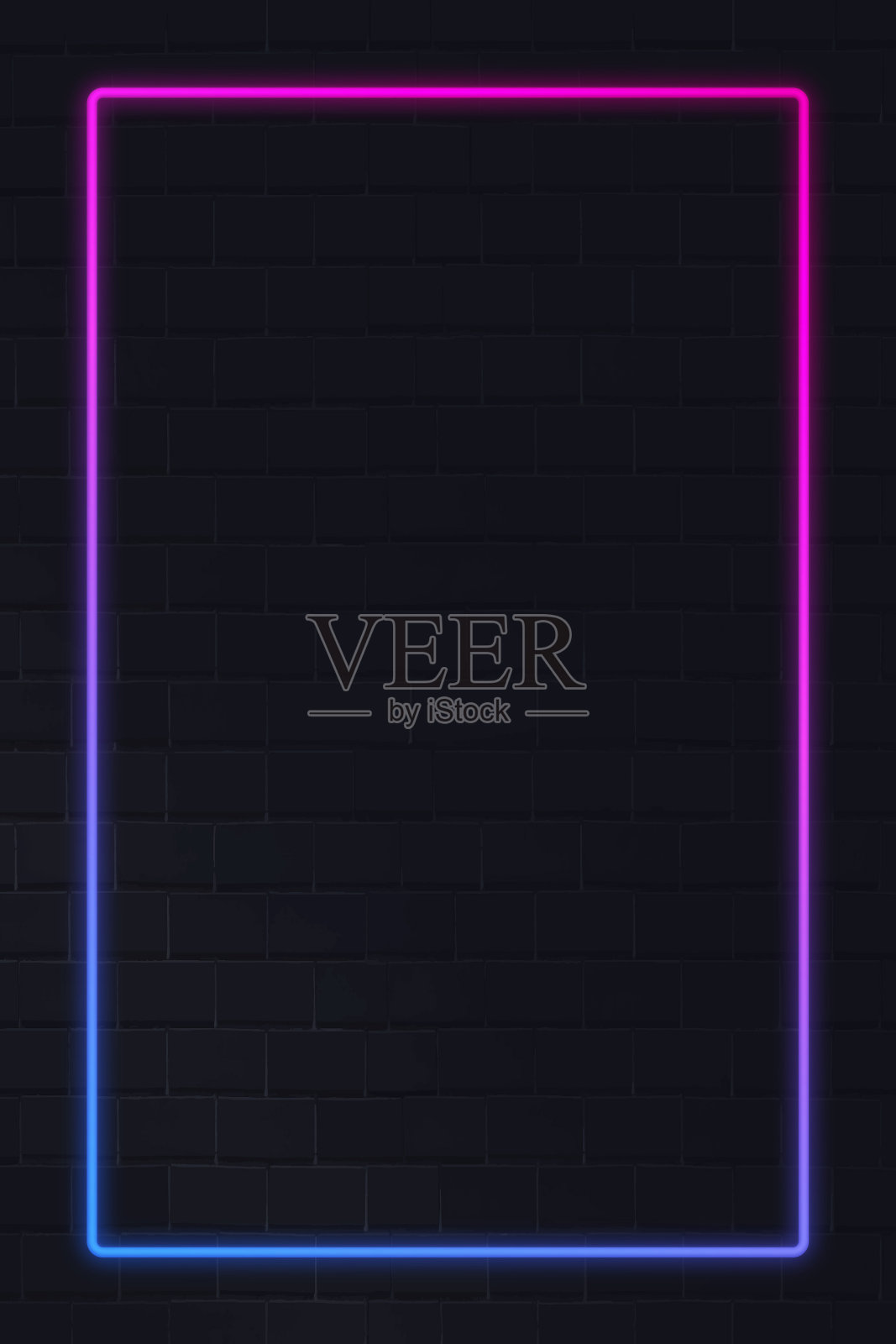 粉红色和蓝色的霓虹灯框上有深色的霓虹灯框插画图片素材