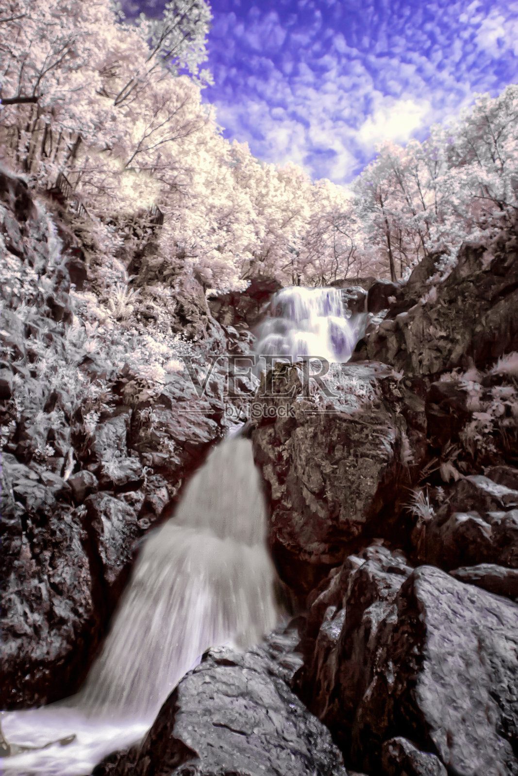 瀑布景色中迷人的秋色。森林深处的自然景观。大自然中的秋景。土耳其Yalova的Erikli瀑布。照片摄影图片