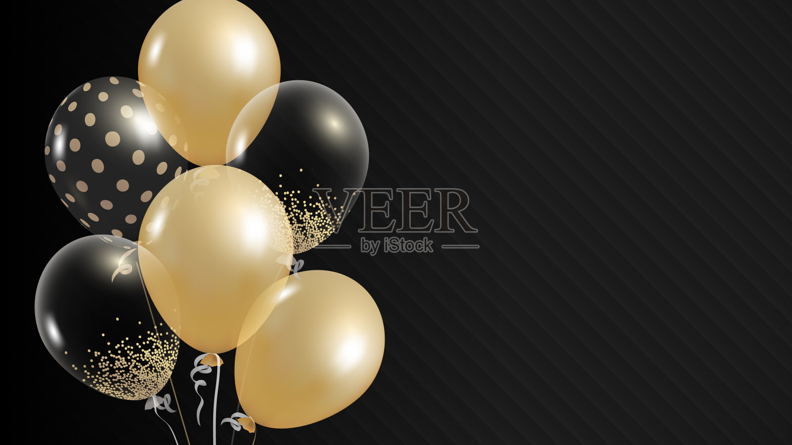 优雅的气球设计在黑色背景插画图片素材