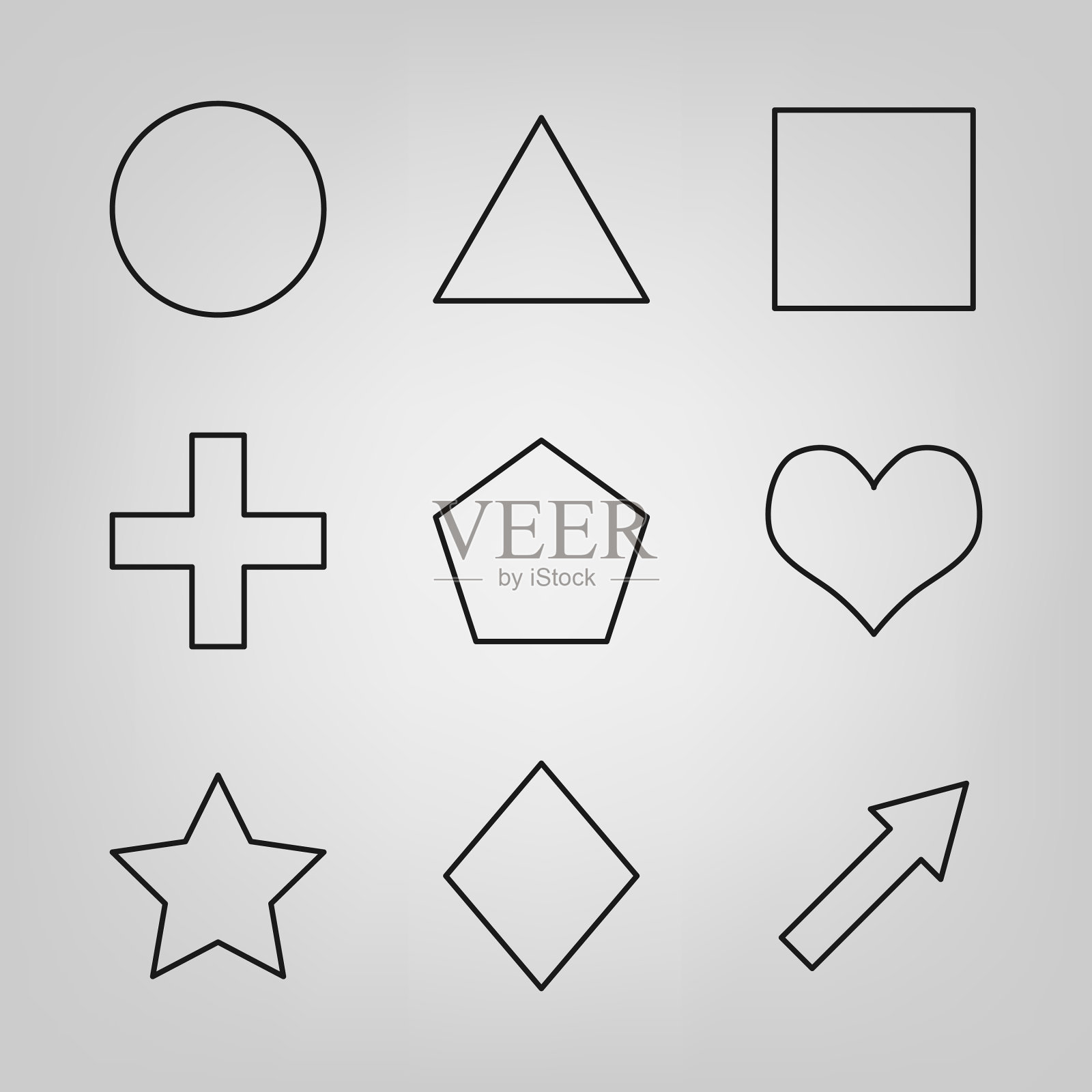 笔画几何图形集合插画图片素材