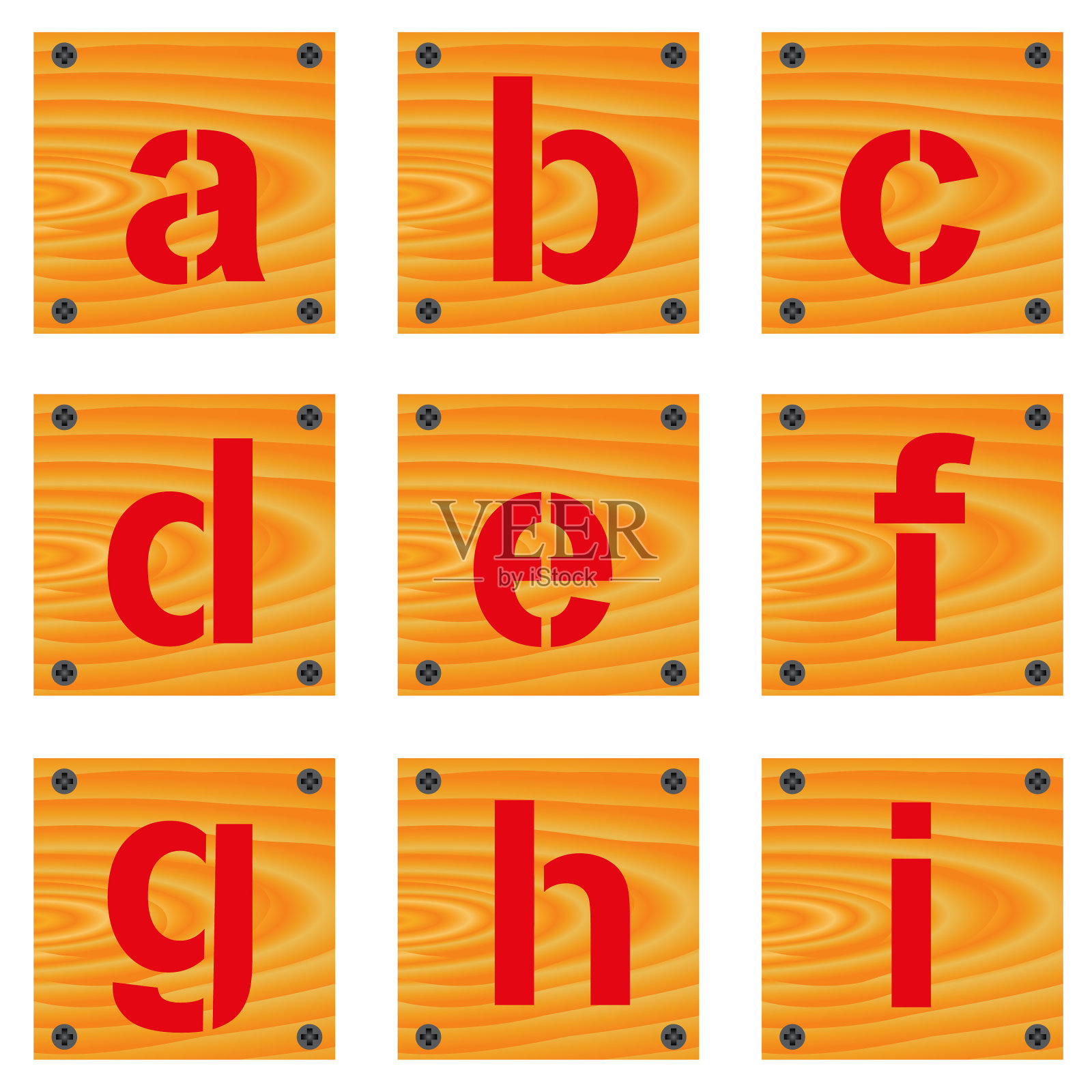 木板上的字母插画图片素材