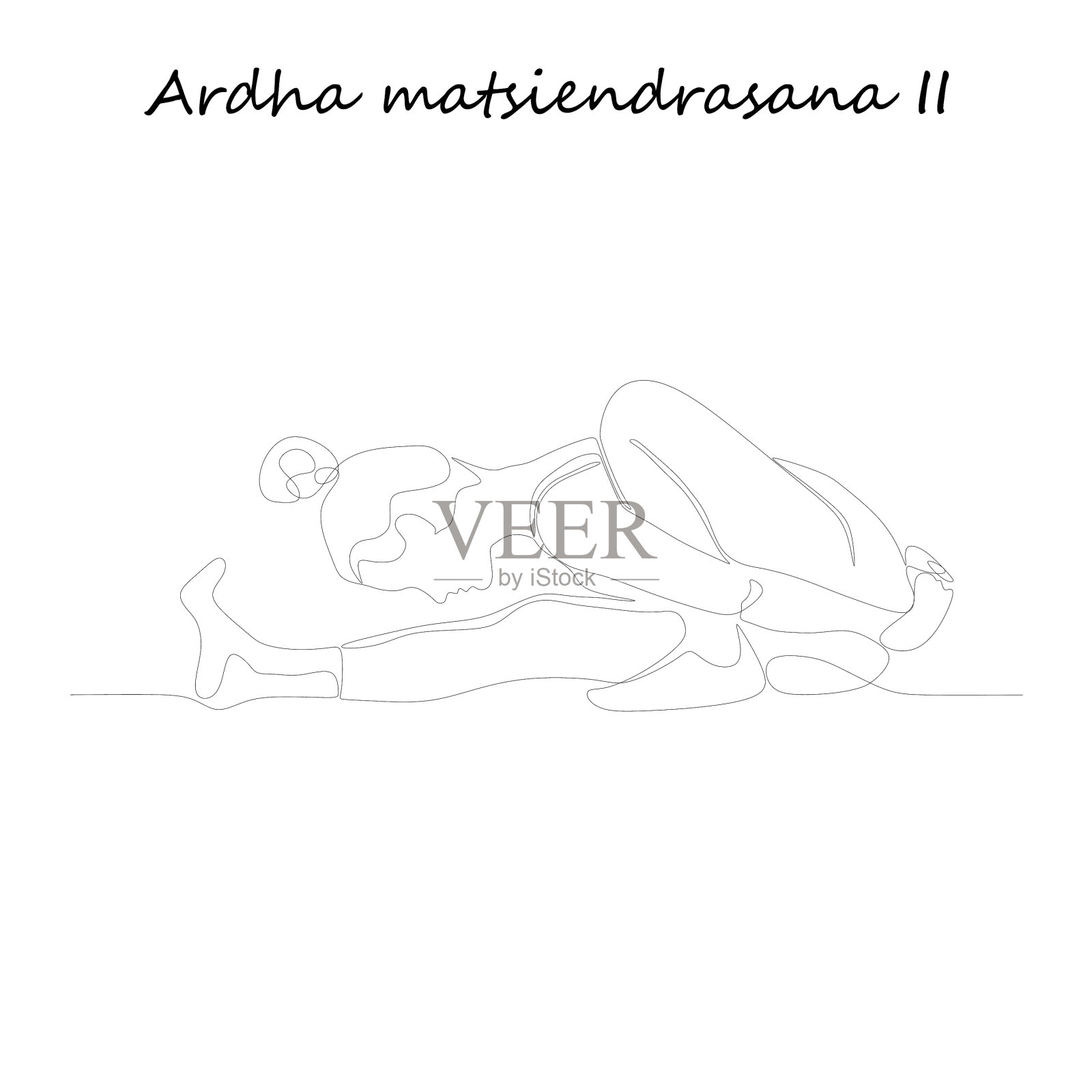 连续画线的年轻女子做瑜伽插画图片素材