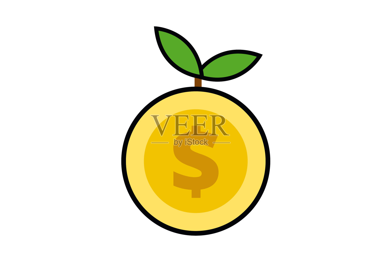 树木长在硬币上，美元概念上插画图片素材