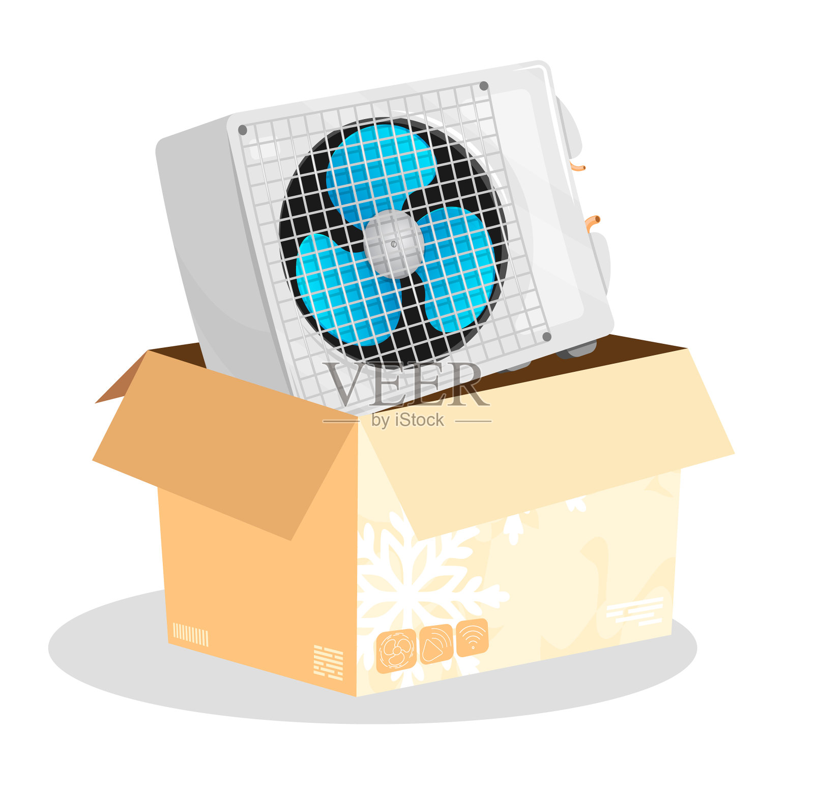 带空调机组的纸板箱准备设计元素图片