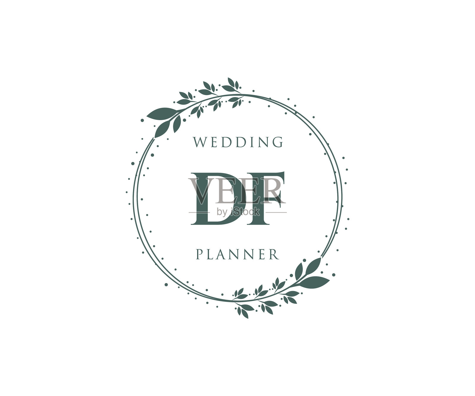 Df首字母，婚礼字母，标志插画图片素材