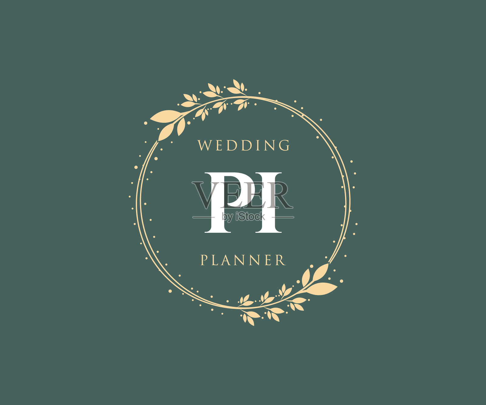 PI首字母字母婚礼字母组合标志插画图片素材