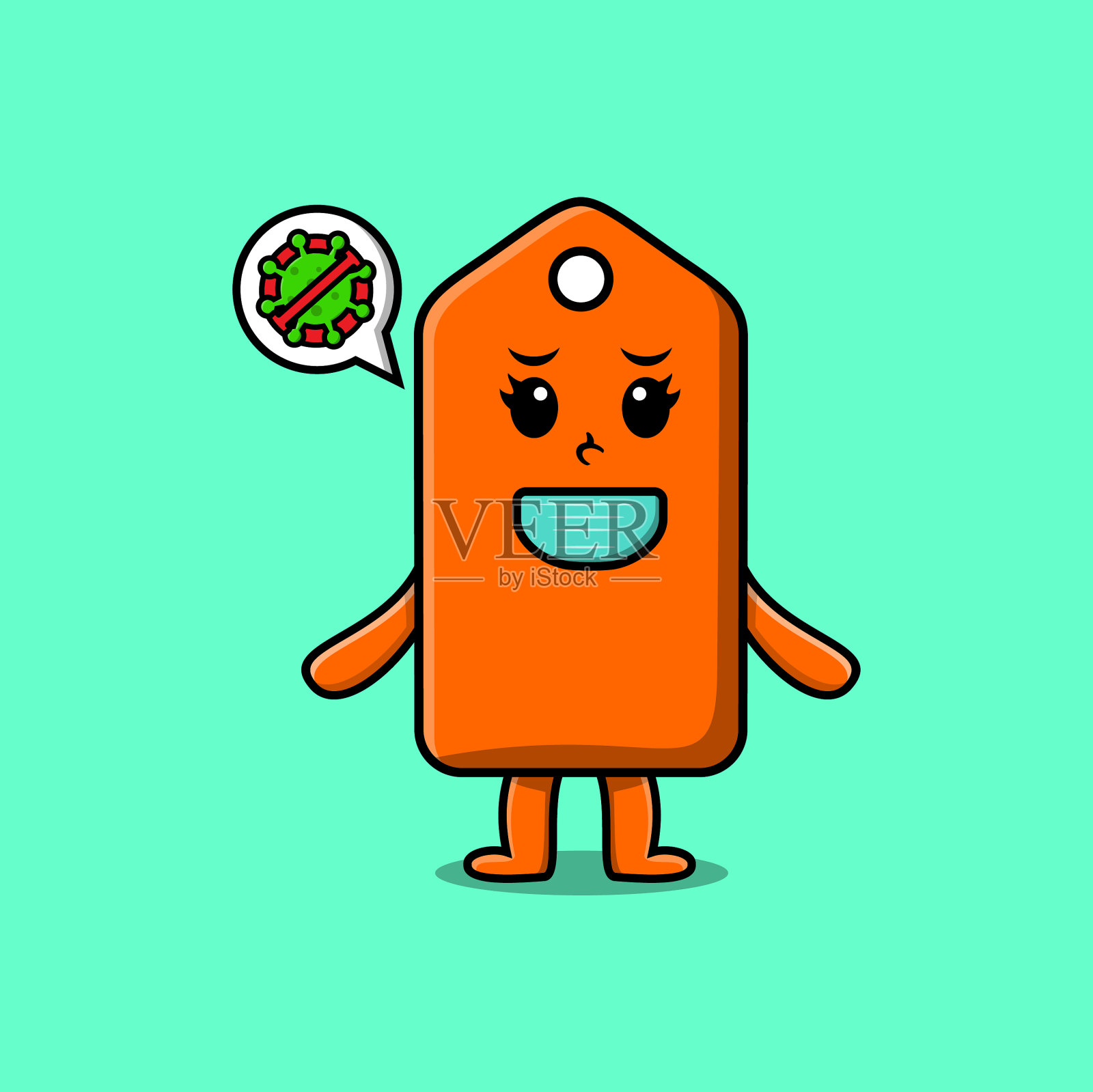 可爱卡通价签用口罩防病毒插画图片素材