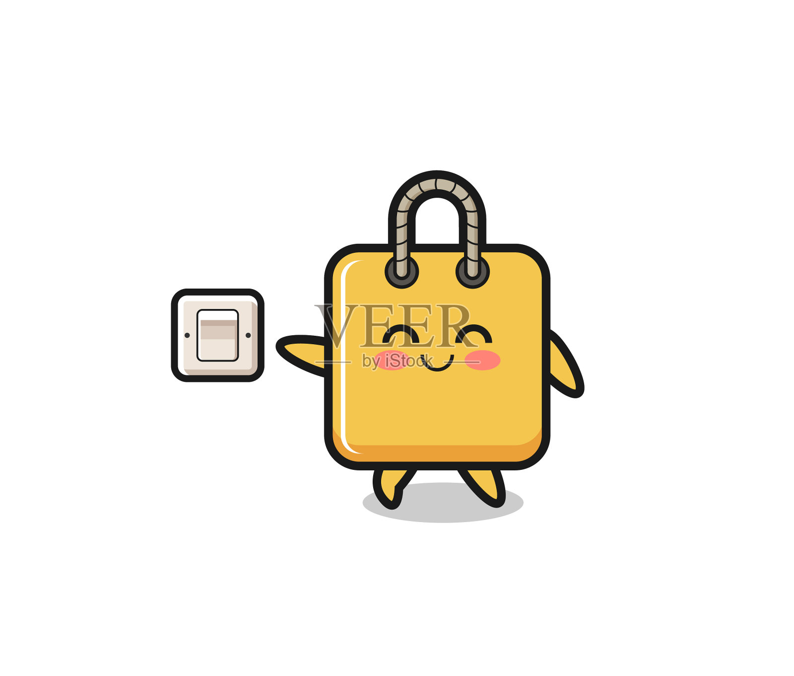 卡通购物袋正在关灯设计元素图片