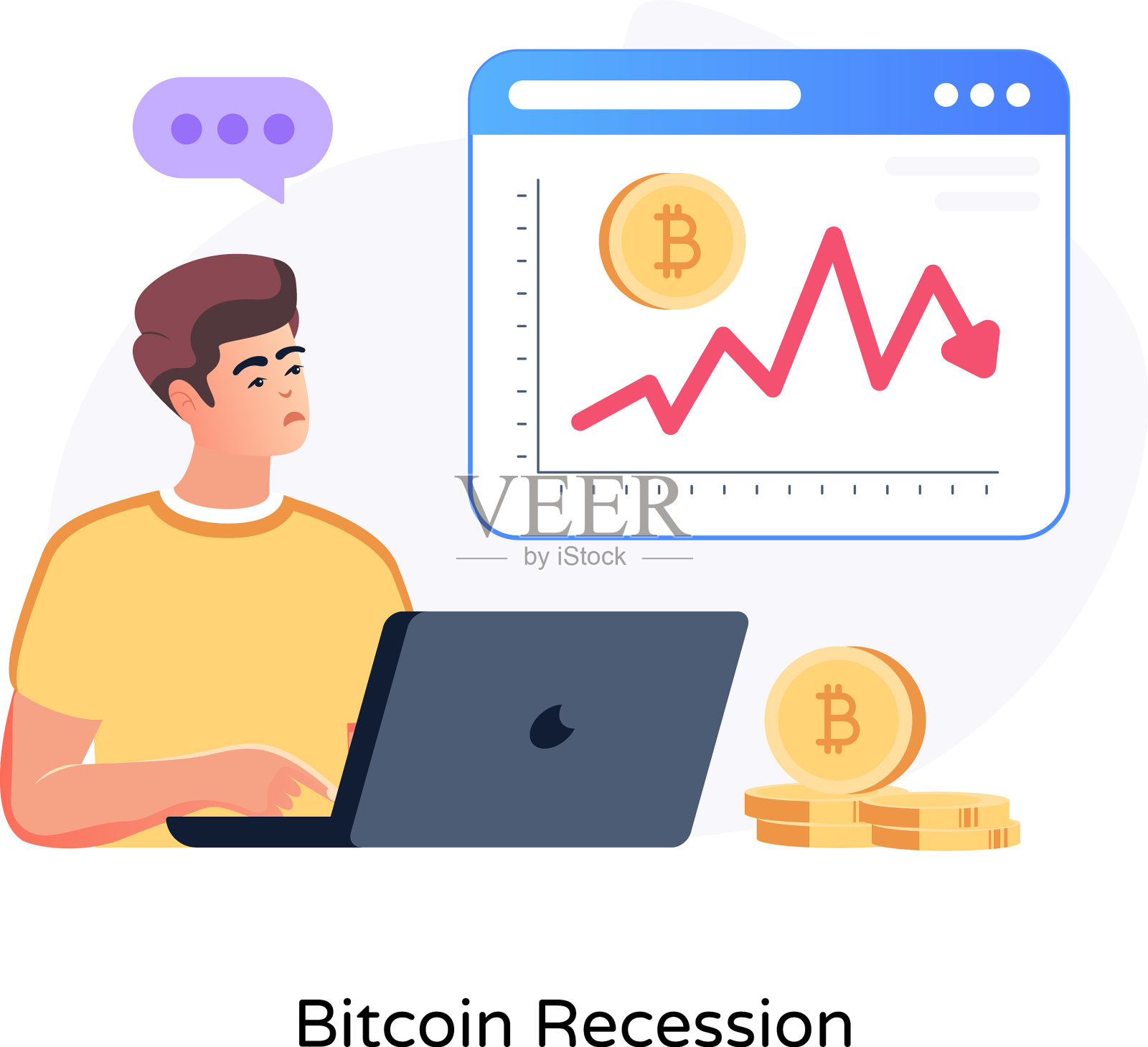 比特币衰退插画图片素材