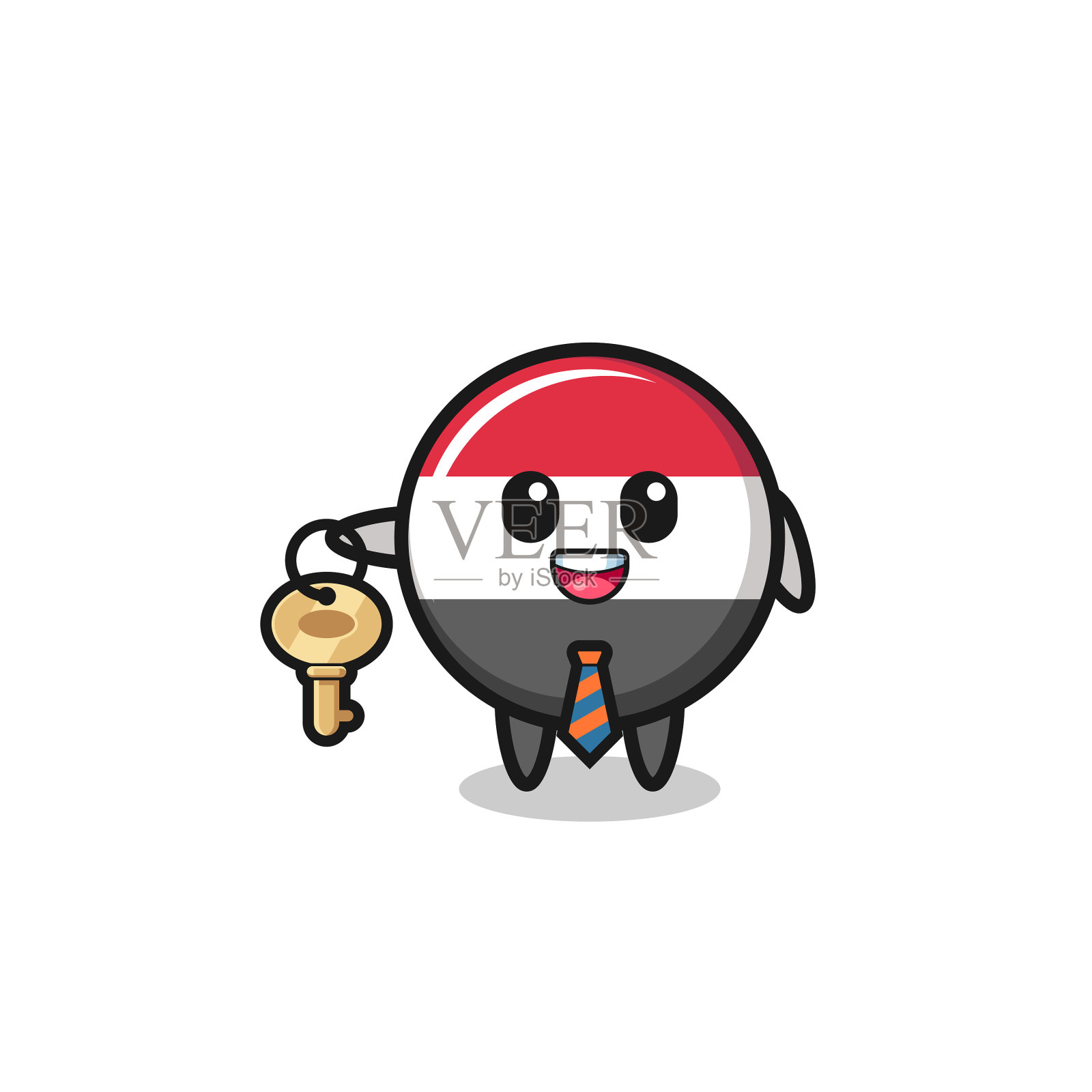 可爱的也门国旗作为房地产代理吉祥物设计元素图片