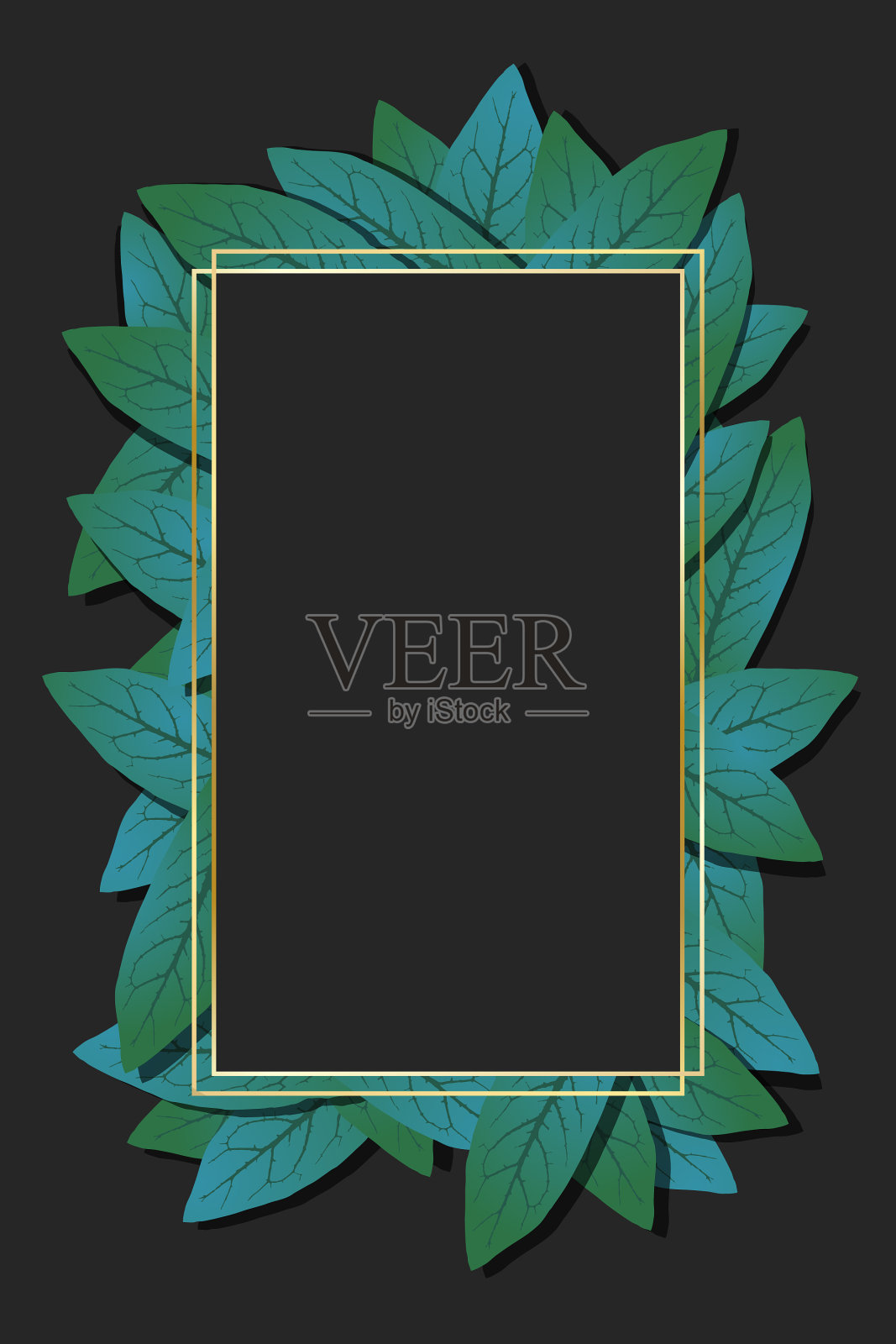 几何自然框架与树叶的自然插画图片素材