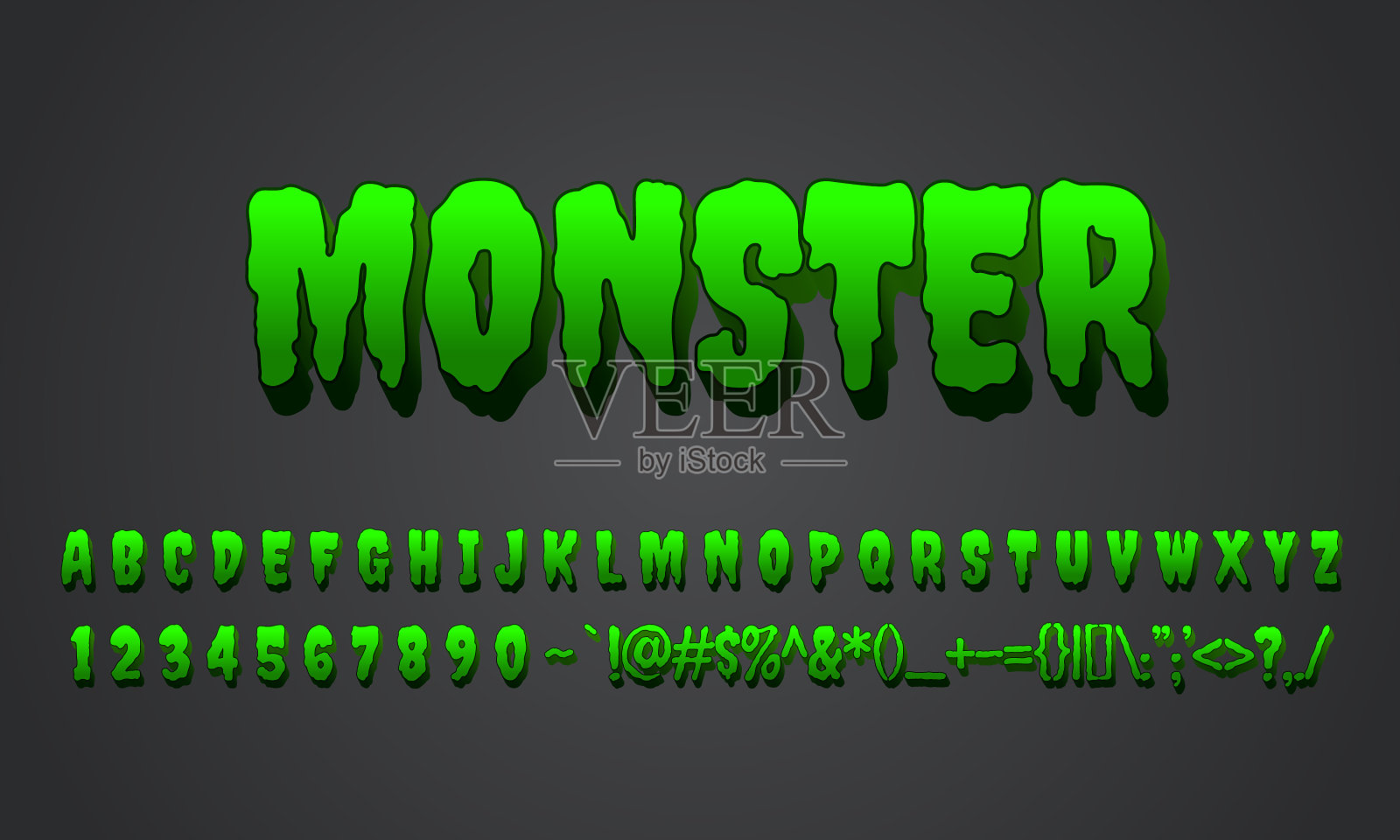 可编辑的文本效果-怪物插画图片素材