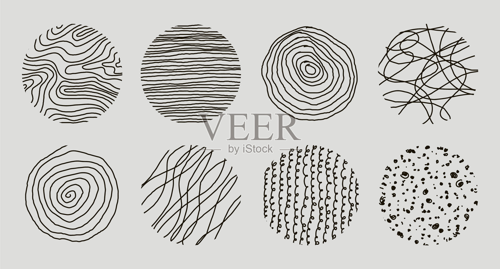 一套圆形抽象图案手绘涂鸦图标素材