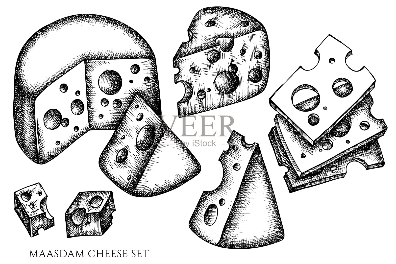 奶酪古董收藏插画图片素材