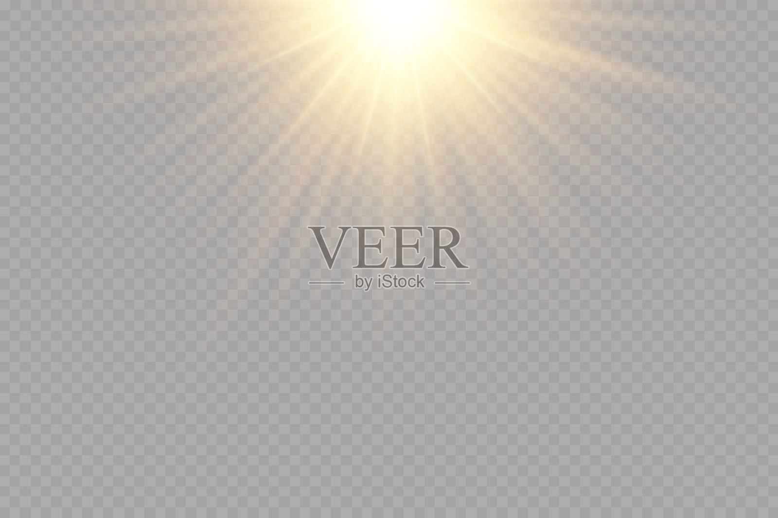 光的效果。金色的星星，黄色的太阳。星光。插画图片素材