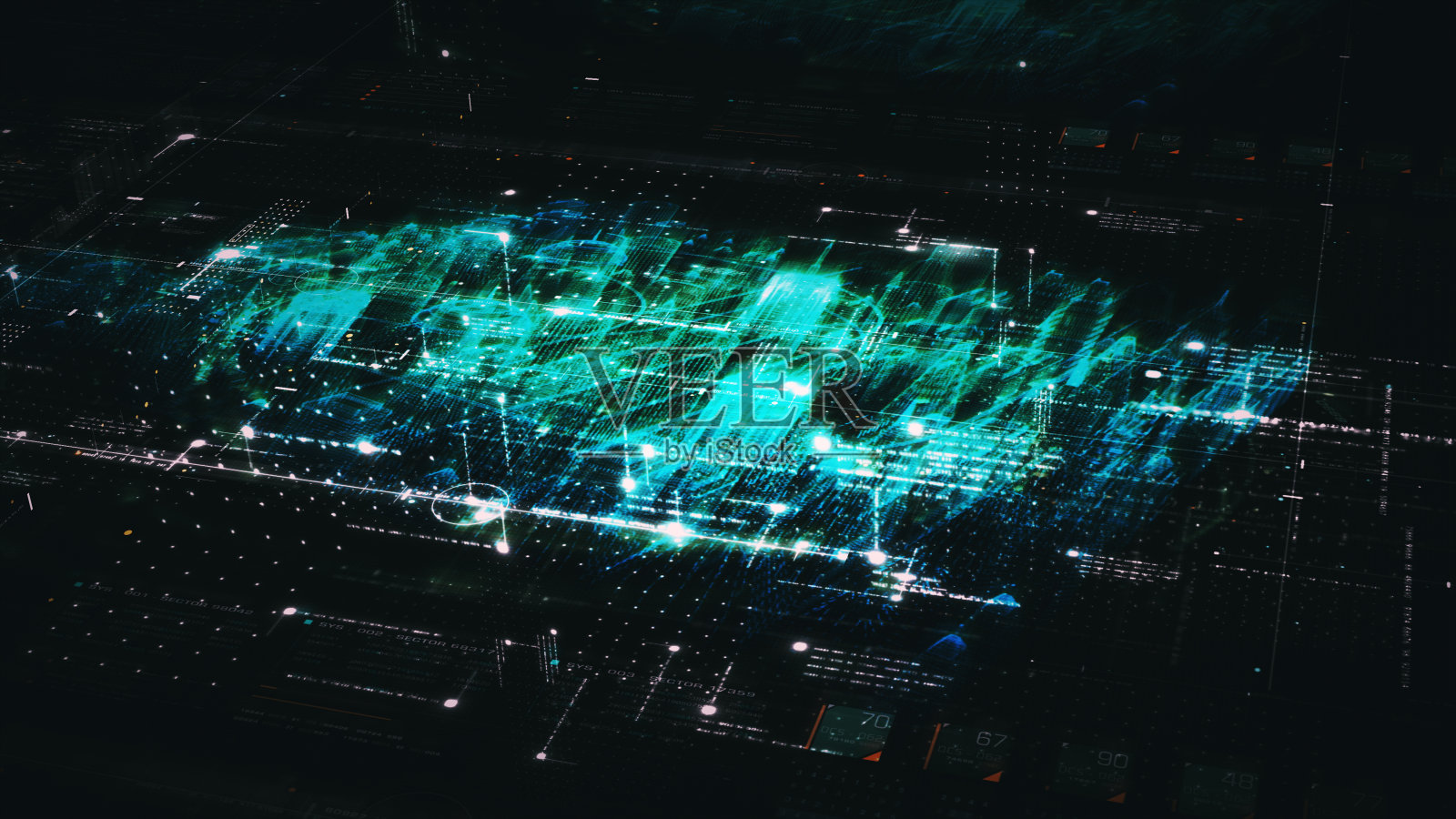 未来数据矩阵网络环境显示插画图片素材