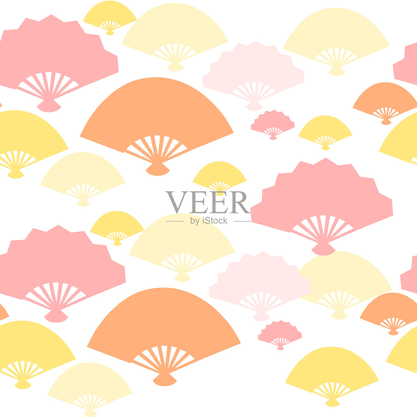 无缝图案彩色剪影手扇插画图片素材