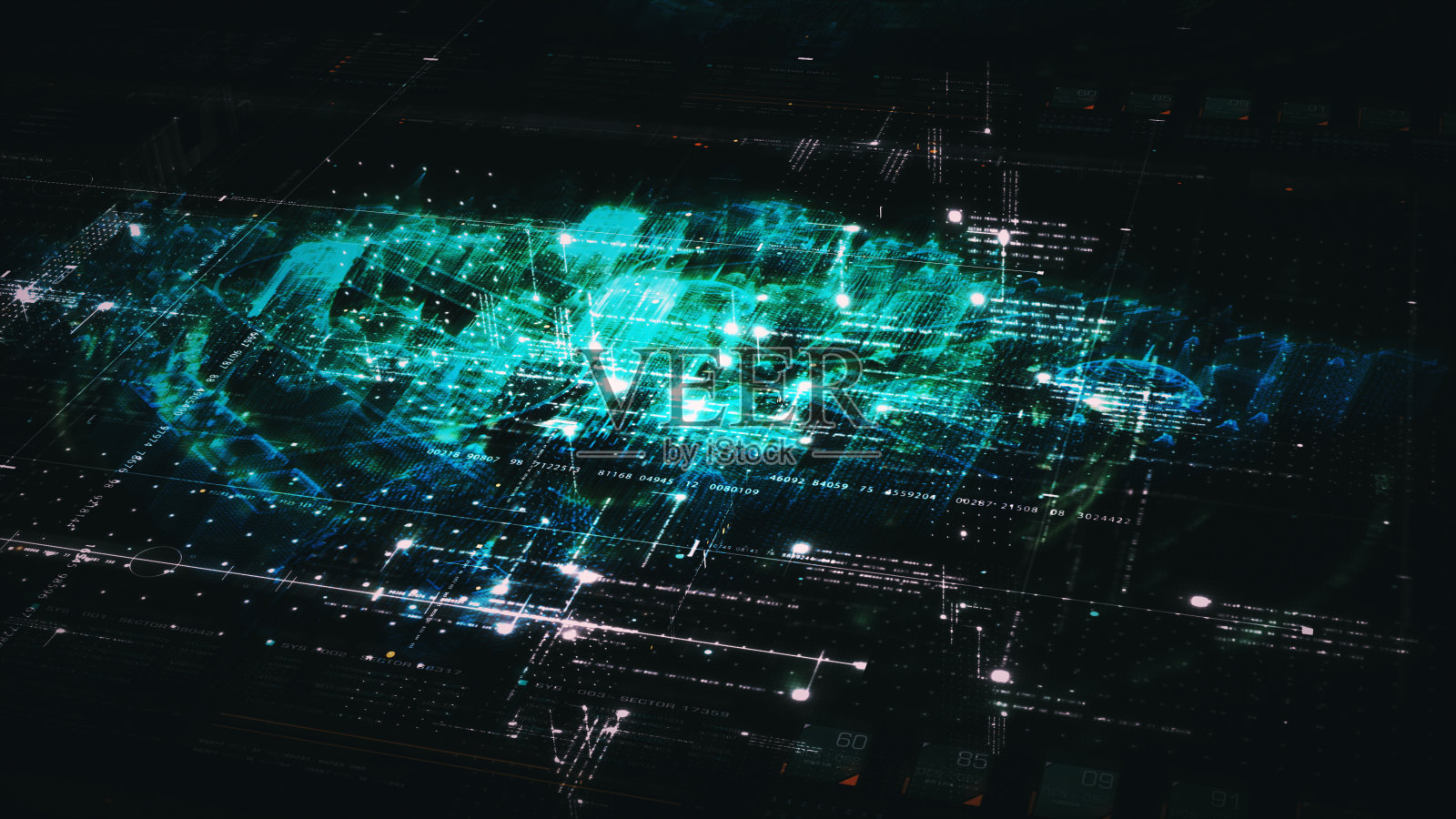 未来数据矩阵网络环境显示插画图片素材