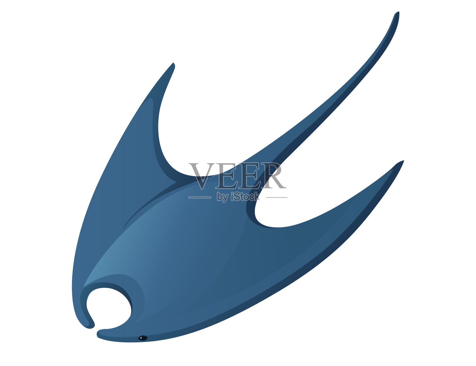 有翅膀的蝠鲼水下巨型动物插画图片素材