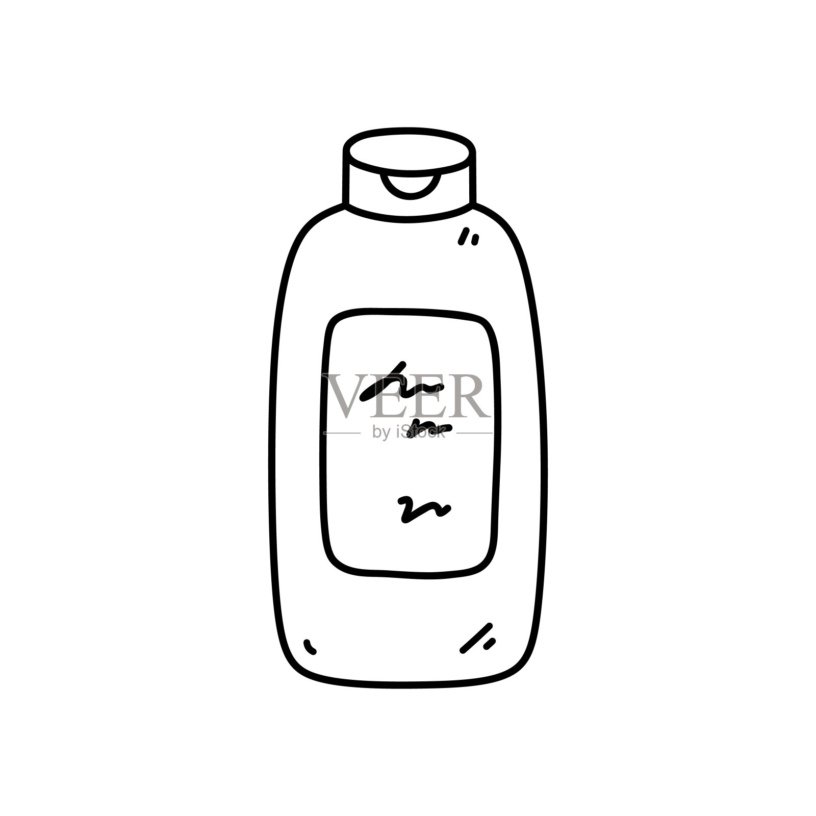 洗发水瓶子孤立在白色背景上洗发及个人卫生用品矢量手绘插图在涂鸦