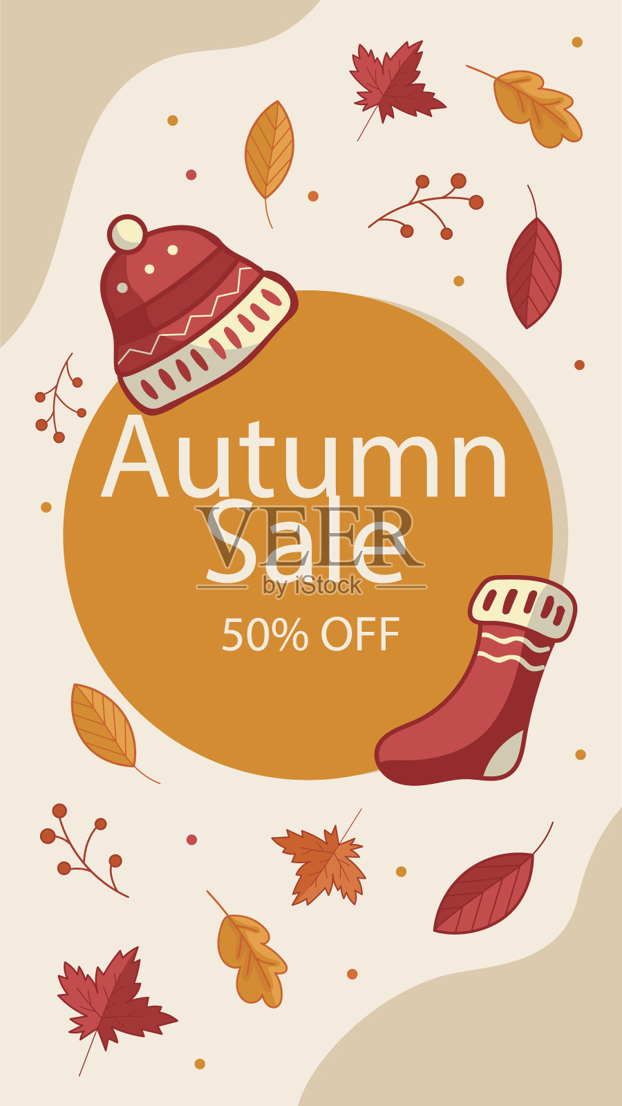 手绘帖子故事设定为秋季庆祝矢量插图。插画图片素材