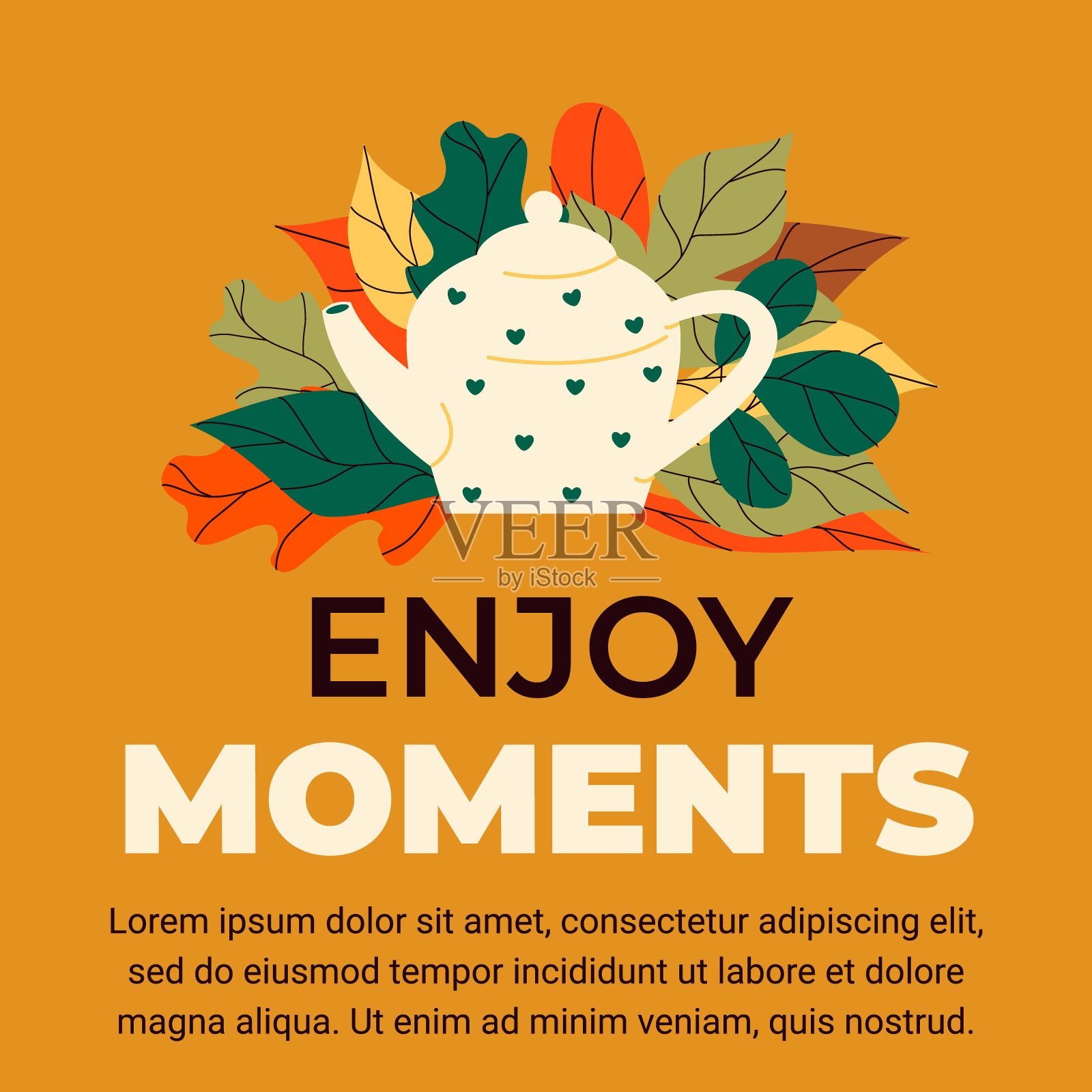 平面柱子设置秋季庆祝矢量插图。插画图片素材