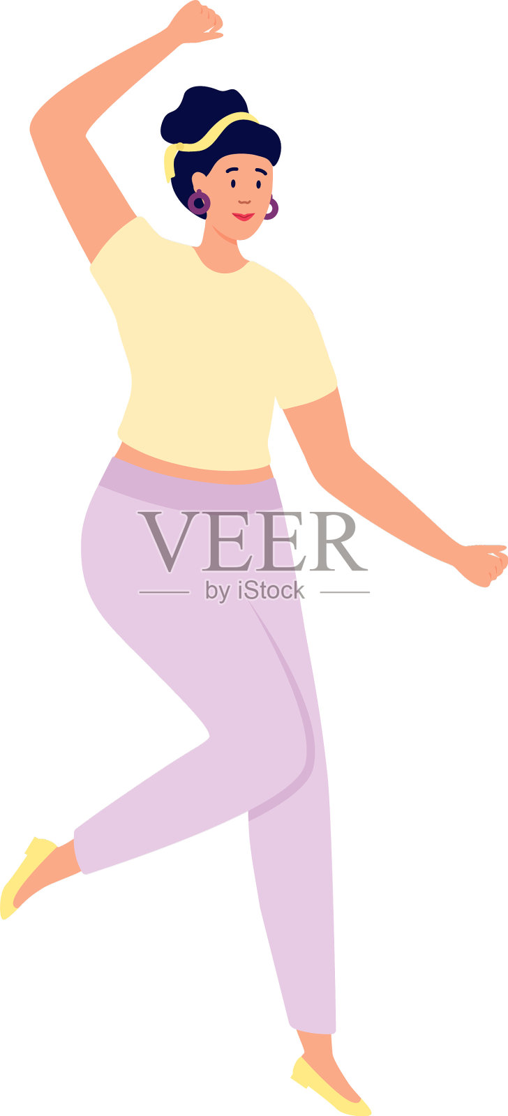 跳跃的年轻女子享受自由的快乐设计元素图片