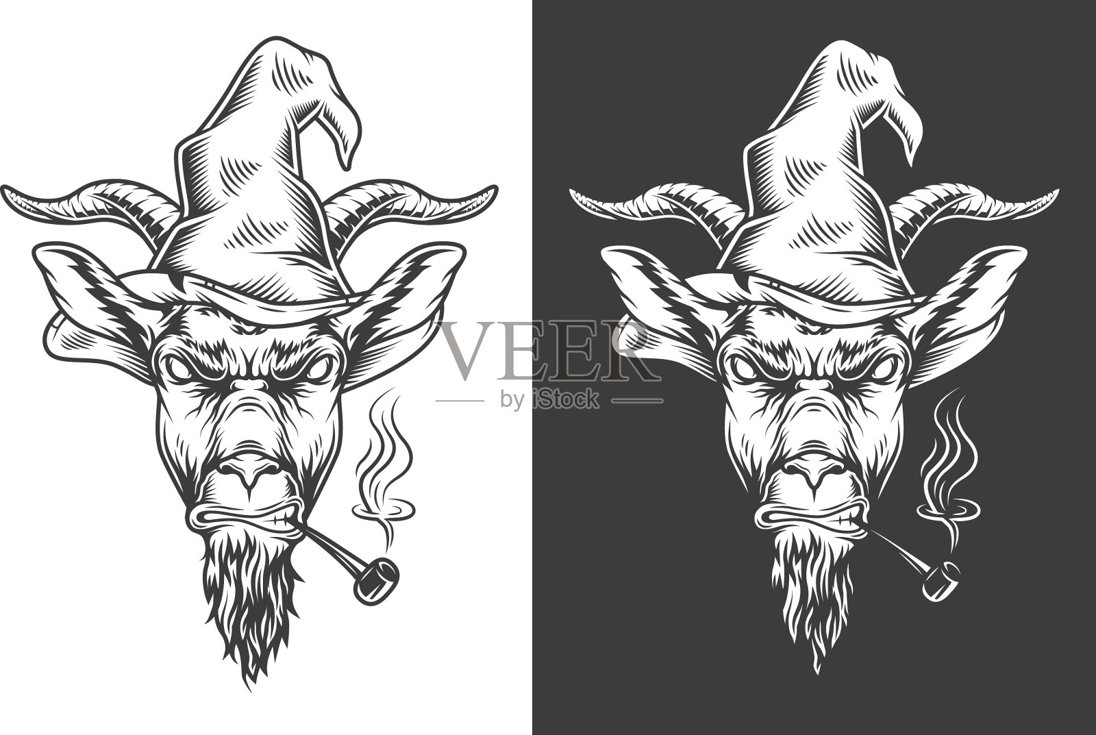 单色山羊图标插画图片素材