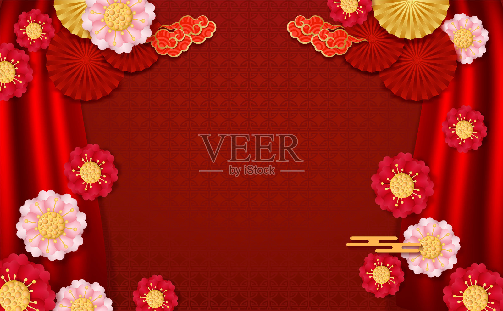 2023年、2024年春节快乐明信片。中国传统。矢量中文背景插画图片素材