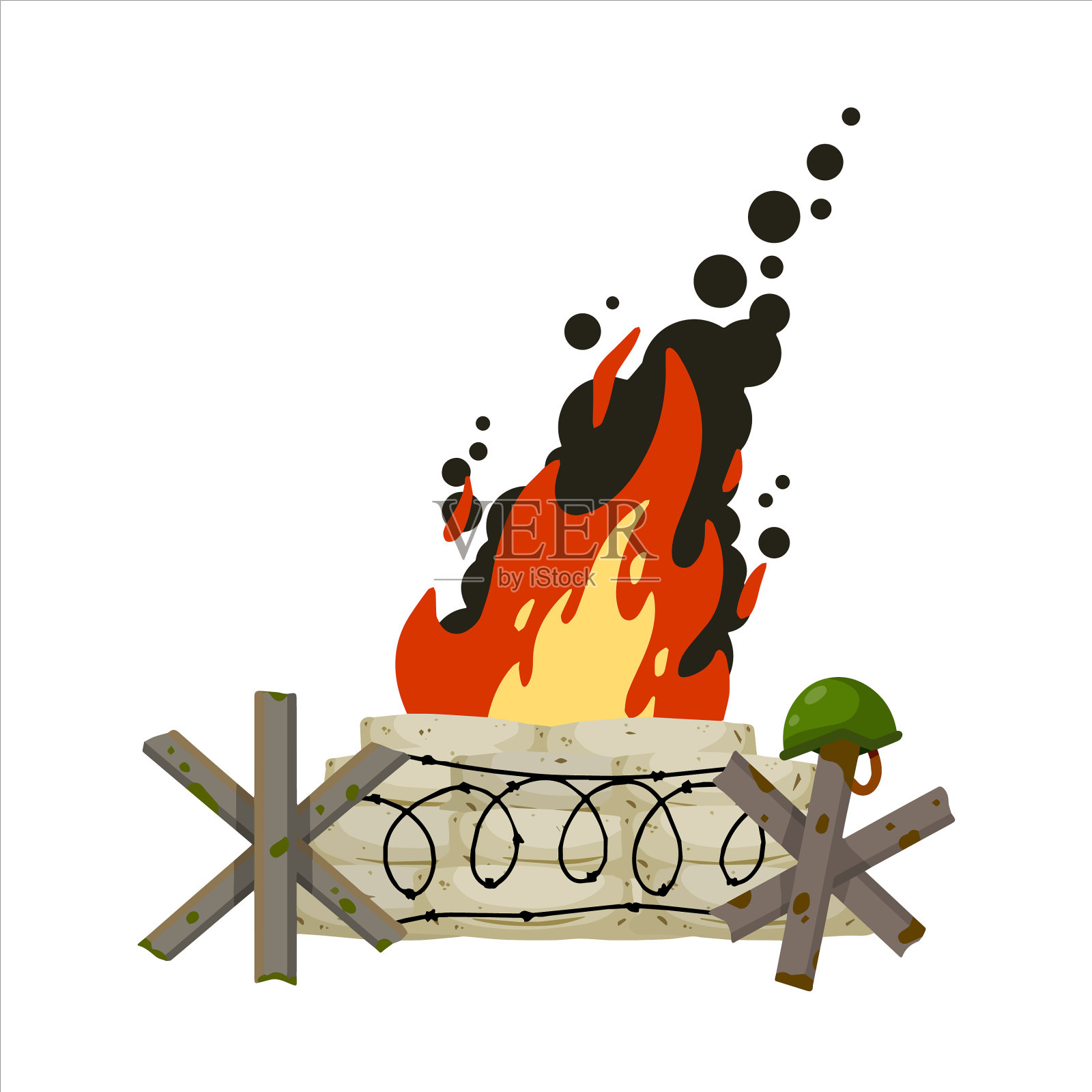 用沙袋加固防火防火设计元素图片