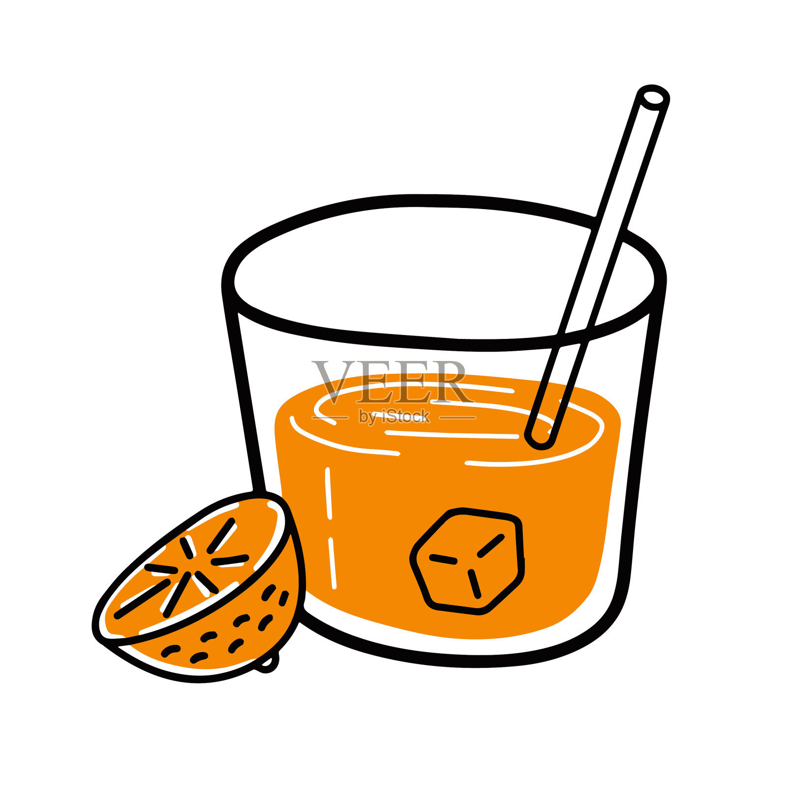 一杯新鲜的橙汁设计元素图片