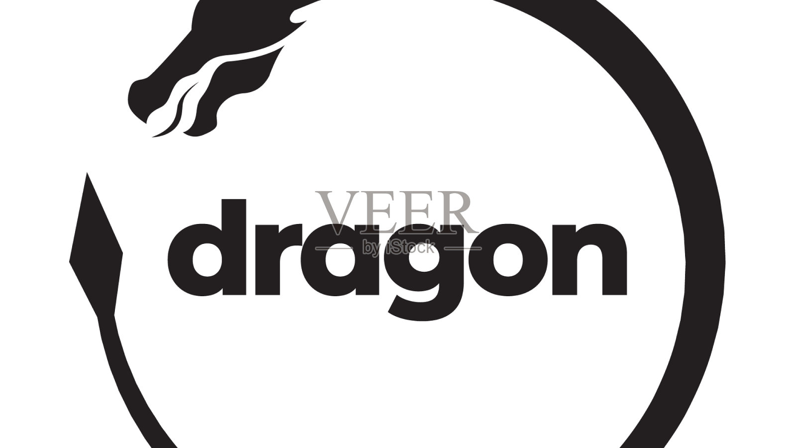 圆形几何巨龙极简标志设计插画图片素材