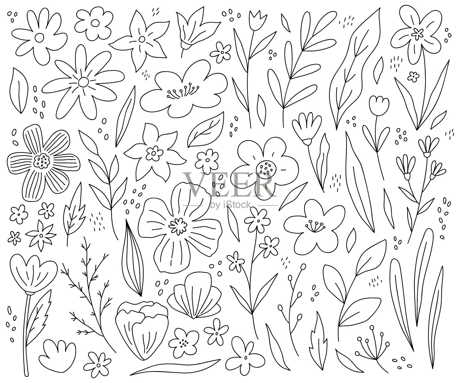 一大片春天的花，细枝细叶设计元素图片