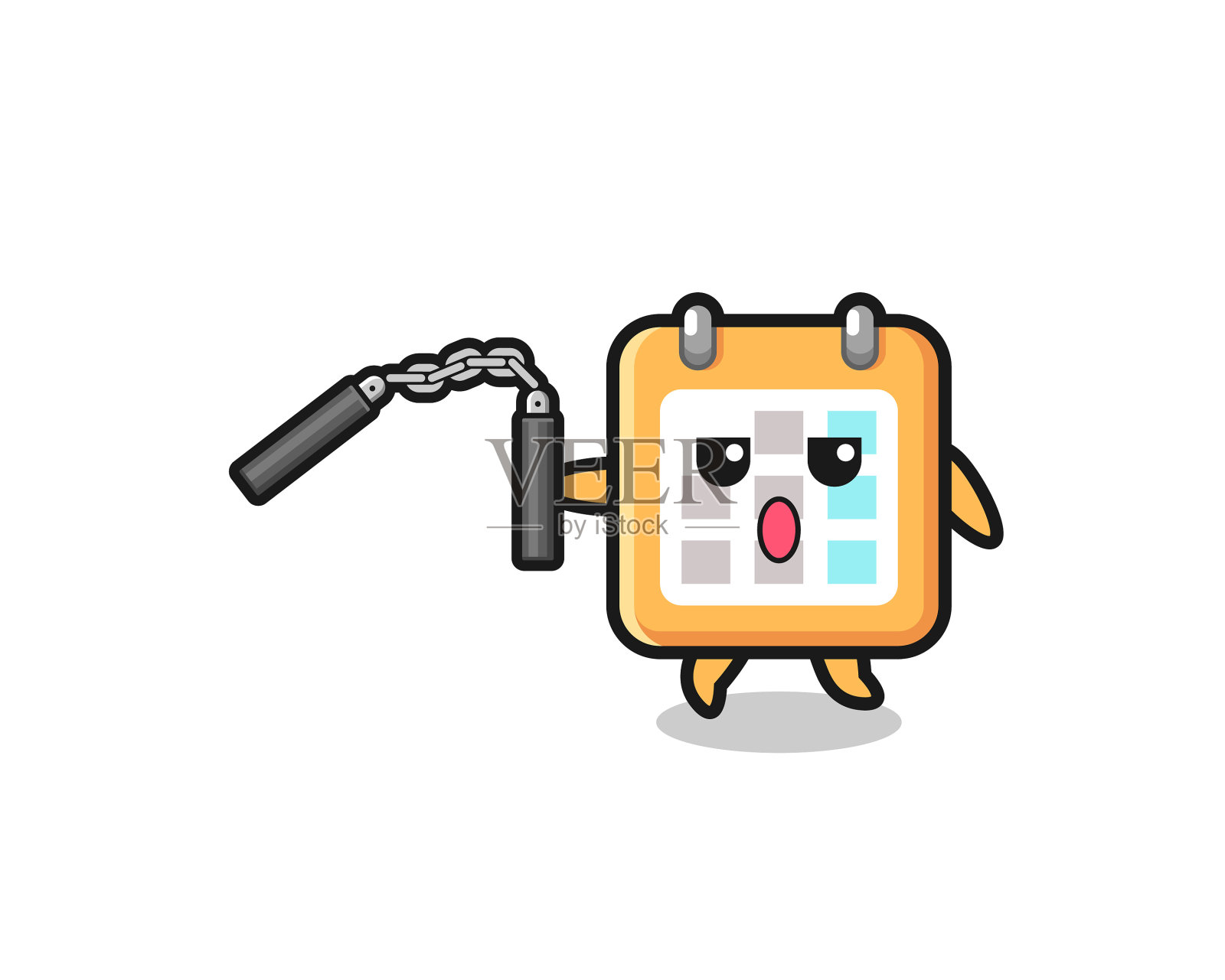 卡通日历使用双节棍设计元素图片