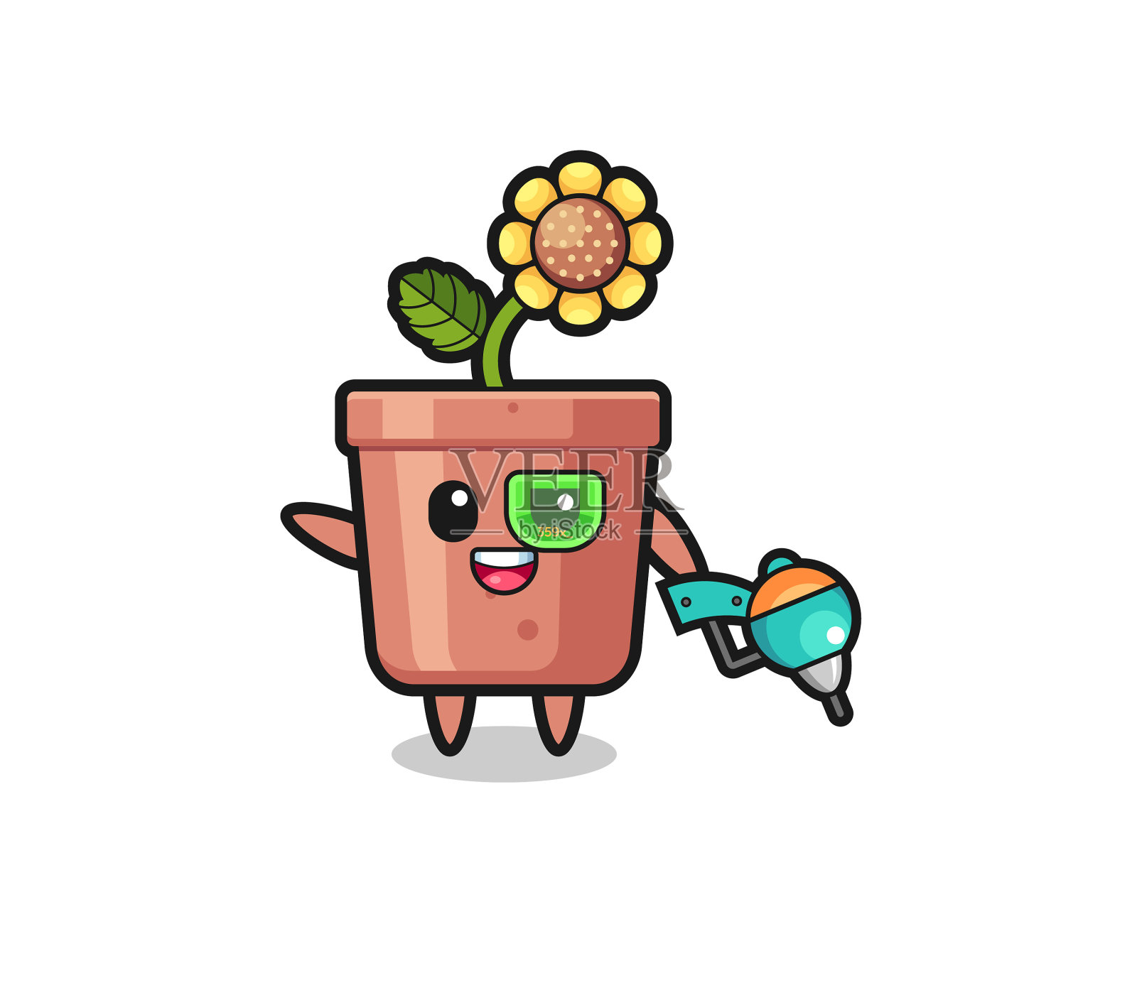 卡通葵花罐作为未来战士的吉祥物设计元素图片