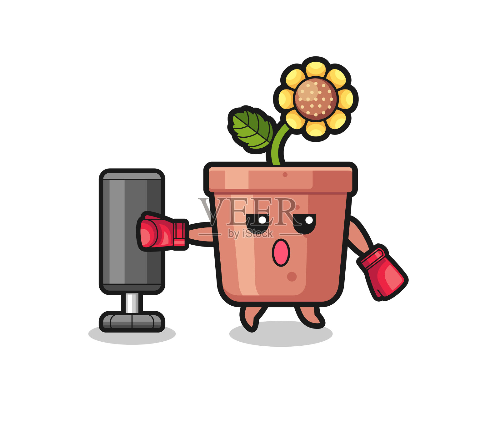 葵花壶拳击手卡通做训练用设计元素图片