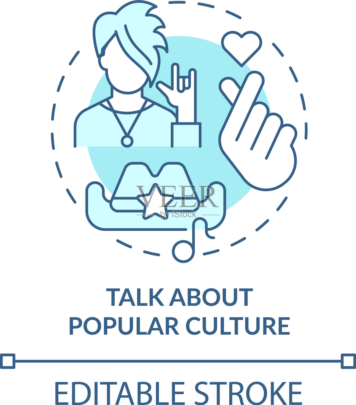 谈流行文化蓝绿色概念图标插画图片素材