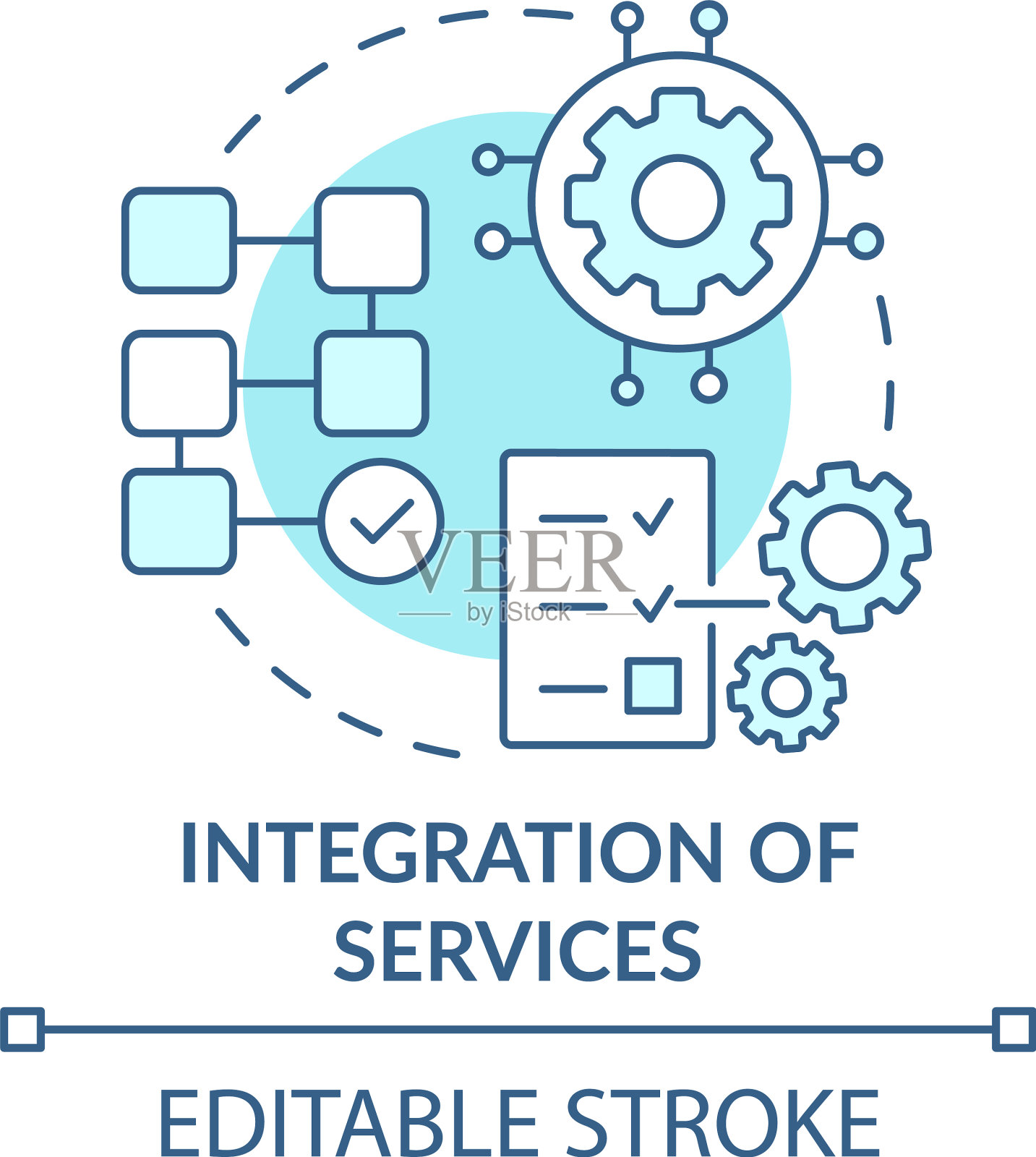 整合服务绿松石概念图标插画图片素材