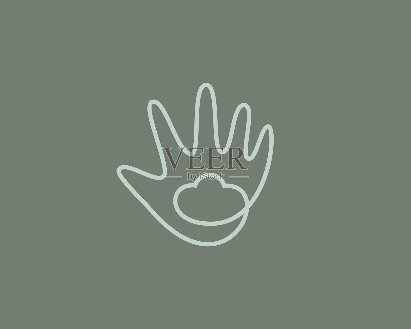 延续手捧云的线条艺术插画图片素材