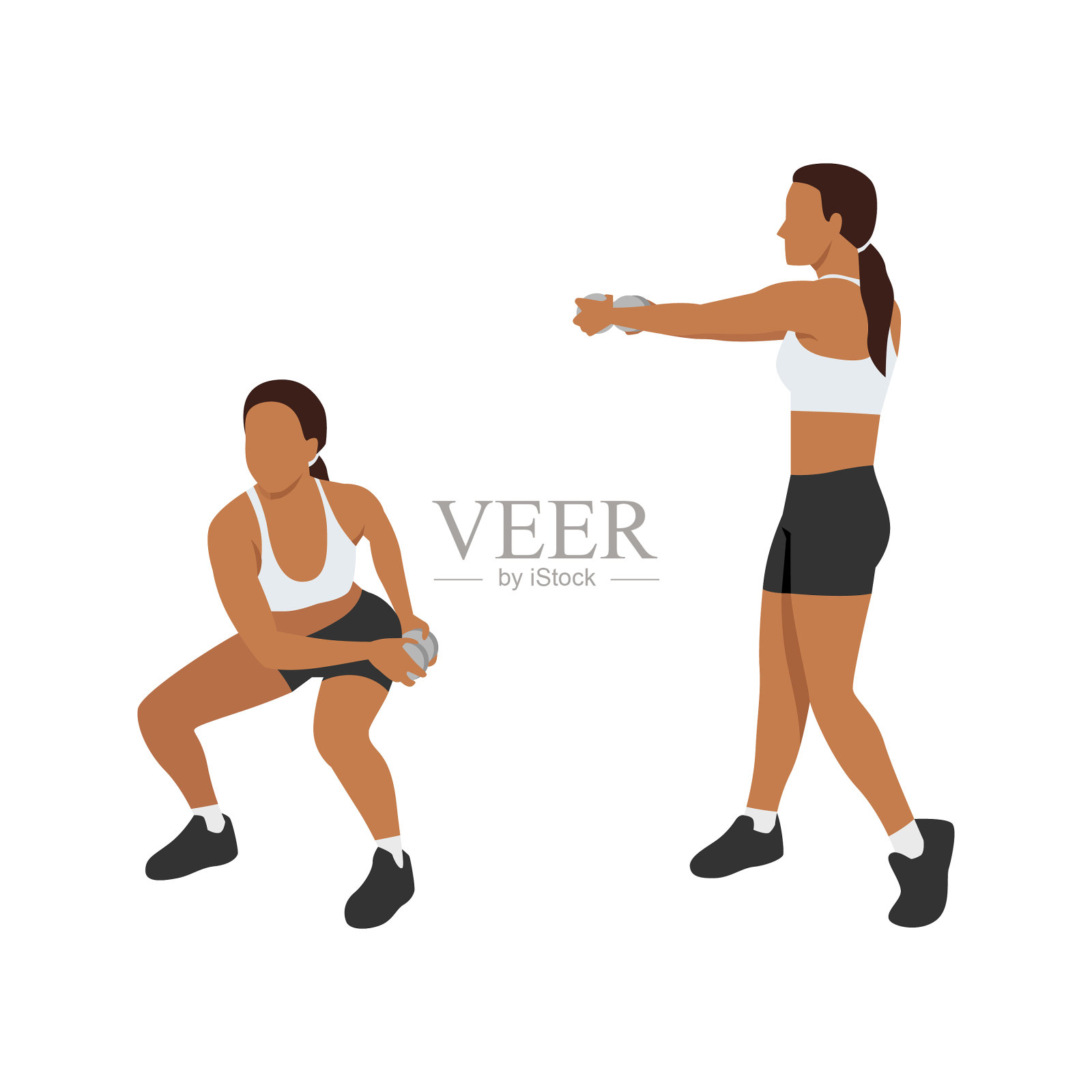 女性做腰部苗条的深蹲运动设计模板素材