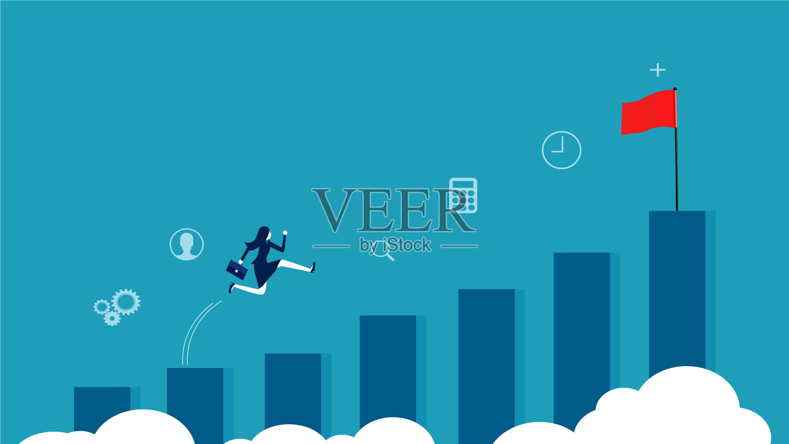 事业发展的商业女性跑步插画图片素材