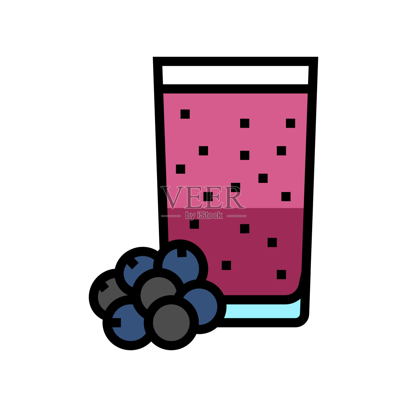 蓝莓奶昔果汁食品颜色图标矢量插图设计元素图片